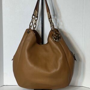 Michael Kors Large Fulton Triple Compartment Hobo Leather Shoulder Bag